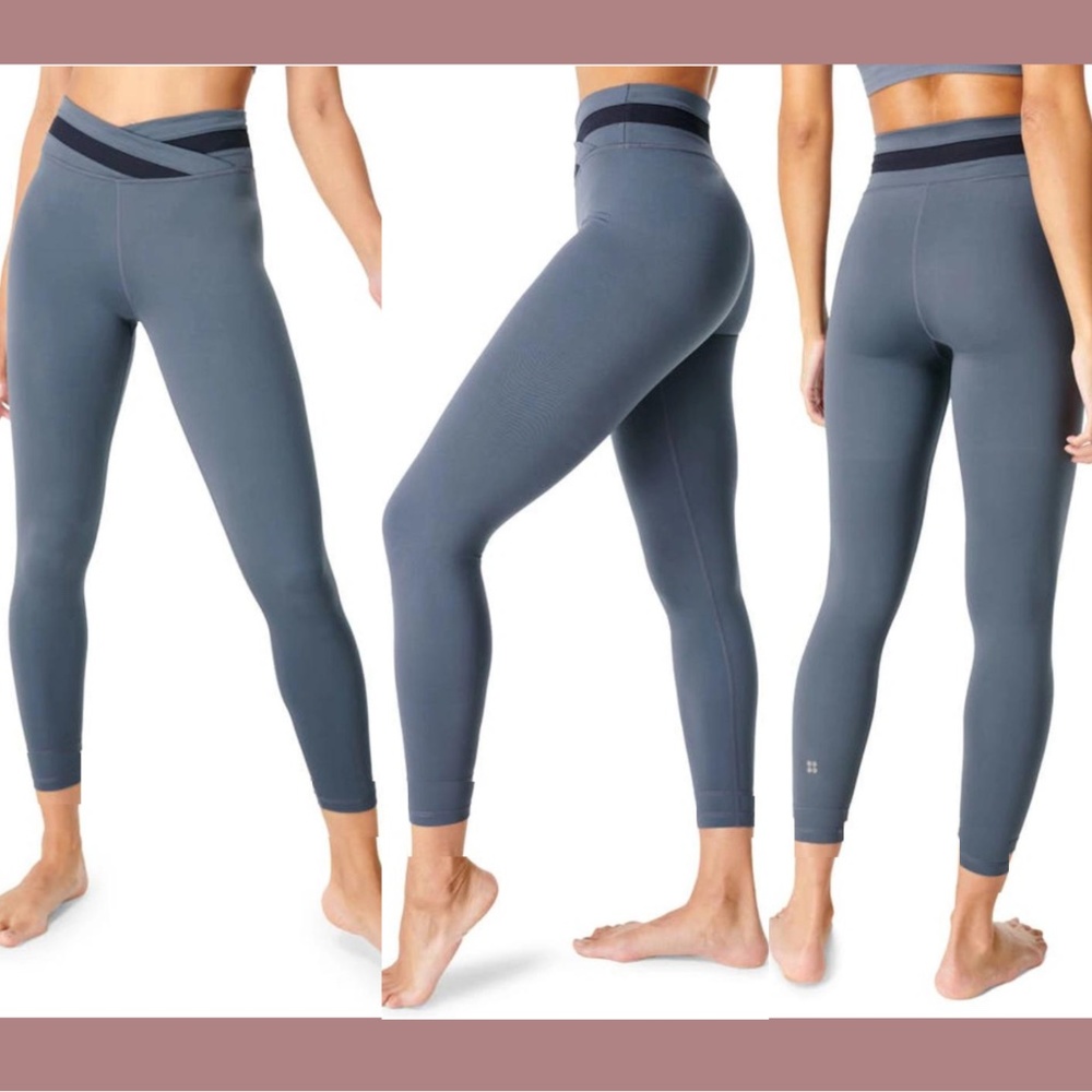 NWT$88 SWEATY BETTY [ Small ] All‎ Day Crossover Waist Leggings Endless Blue
